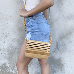 Vera Carved Bamboo Wood Handbag - Dainty Hooligan