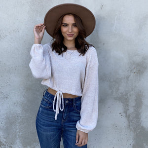 Draw the Line Fleece Oatmeal Sweater Top - Dainty Hooligan