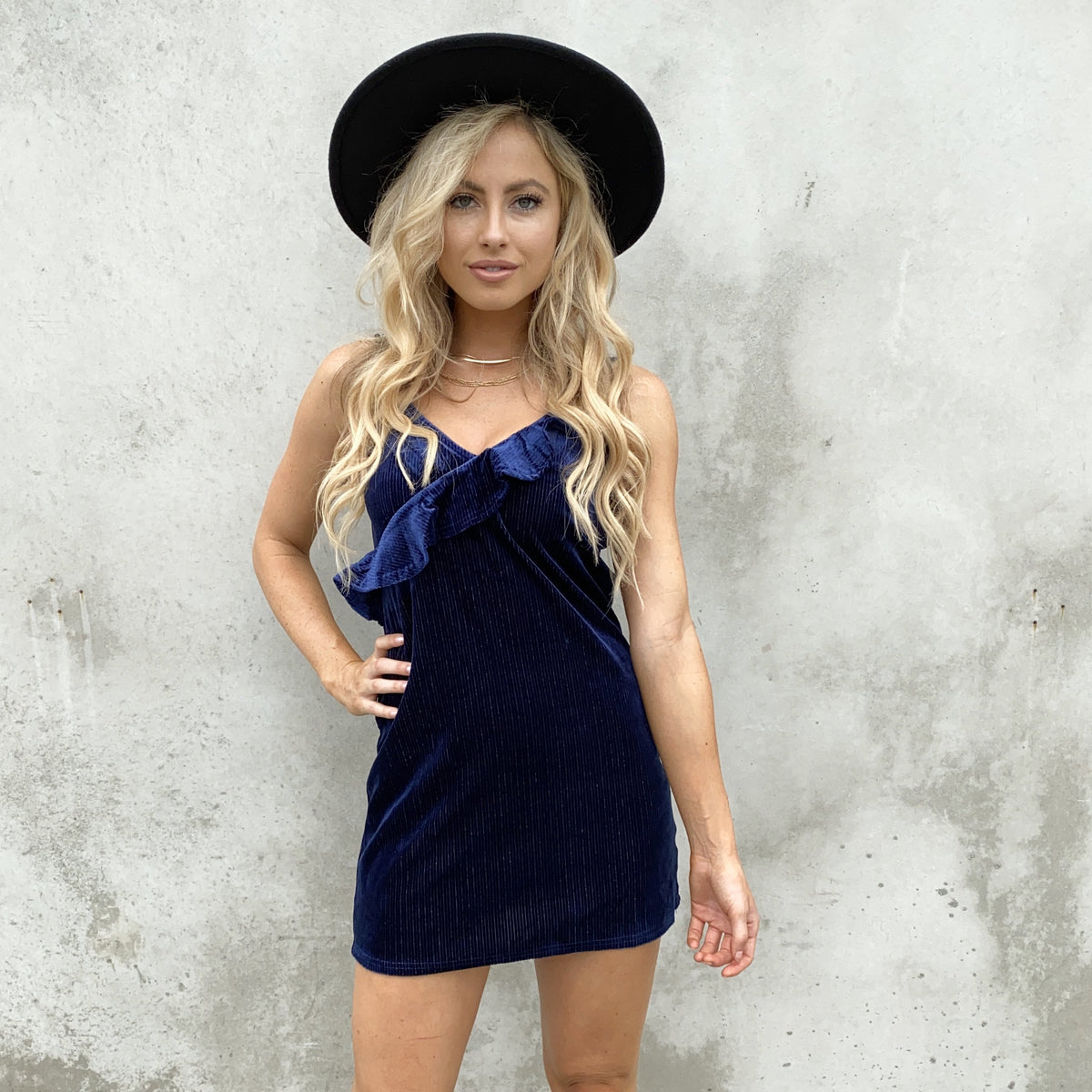 Velvet Dreams Navy Blue Dress - Dainty Hooligan