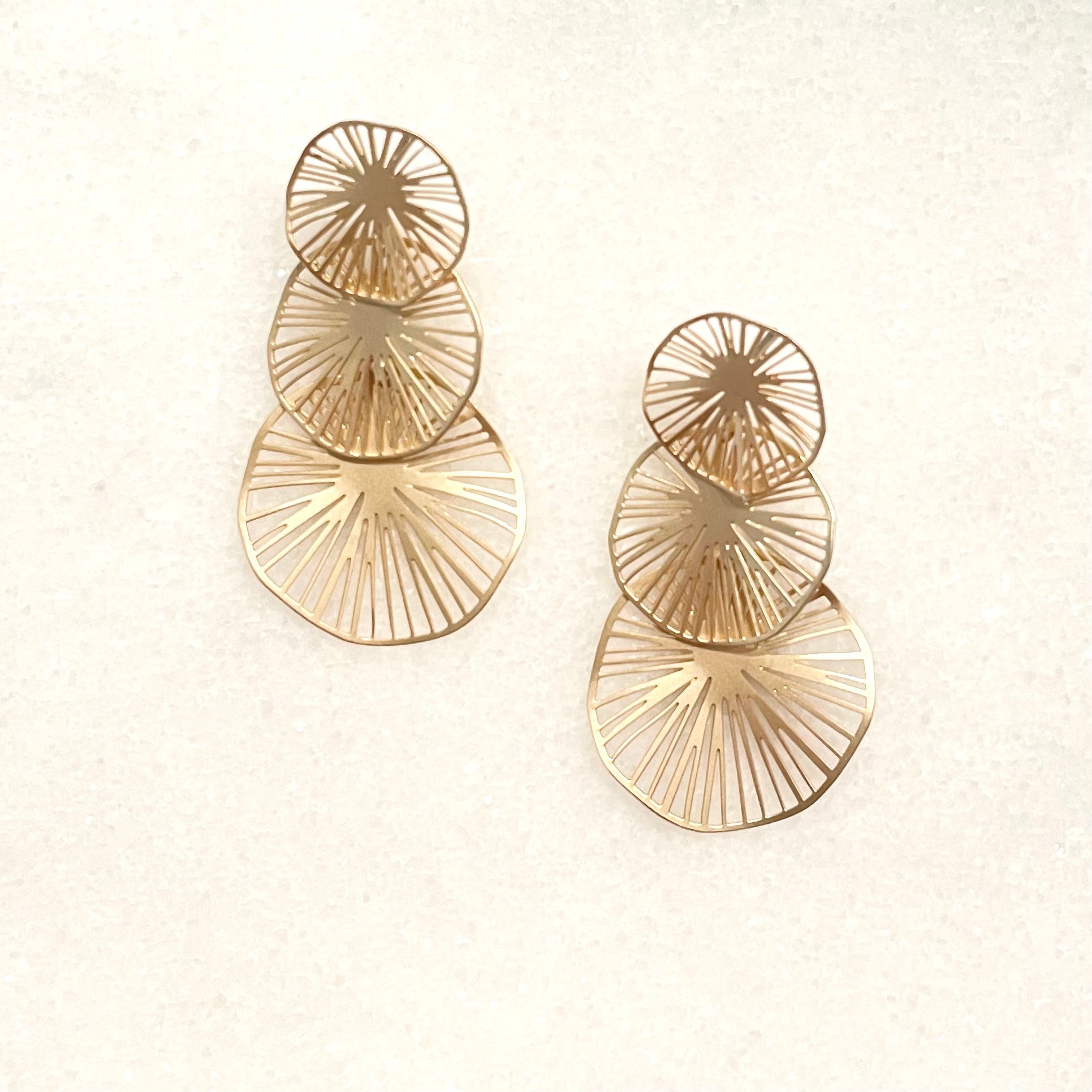 Rays Of Light Laser Cut Gold Earrings - Dainty Hooligan