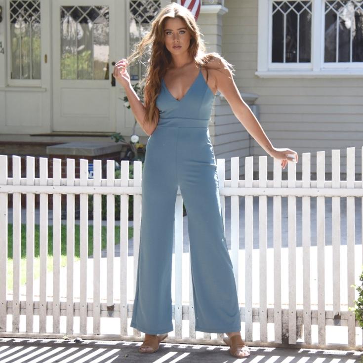 Dreamer Lace Jumpsuit In Teal Blue - Dainty Hooligan