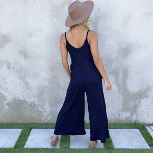 Keep Smiling Navy Blue Lounge Jumpsuit - Dainty Hooligan