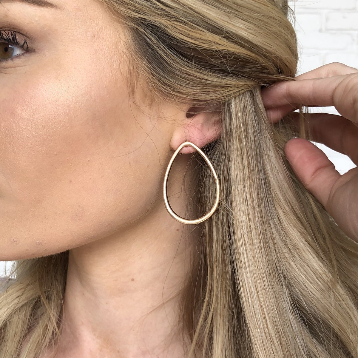 Wide Love Teardrop Gold Earrings - Dainty Hooligan