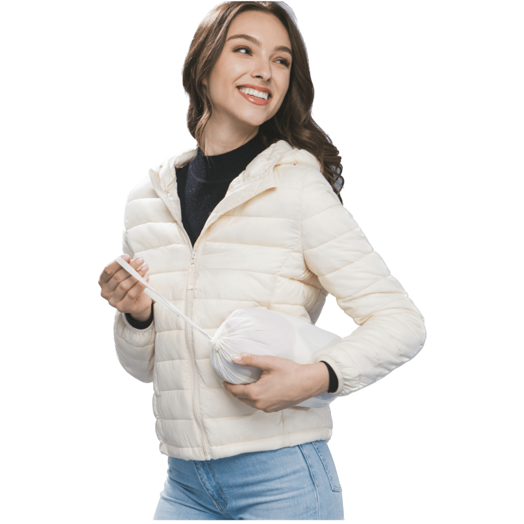 Felicity Zip Up Puffer Jacket in Ivory