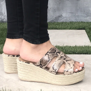 Zelle Snakeskin & Tweed Platform Wedges - Dainty Hooligan