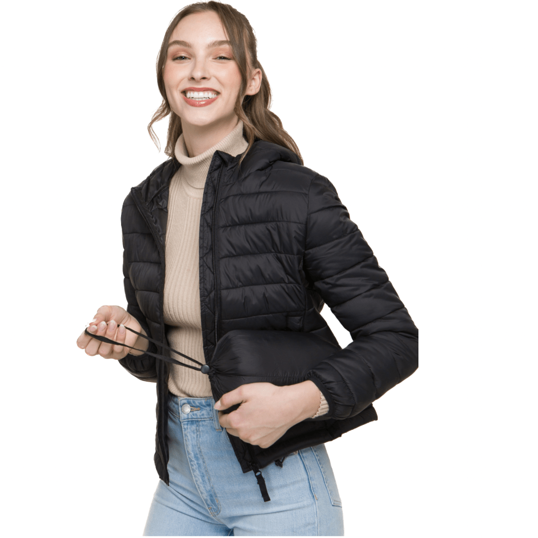 Felicity Zip Up Puffer Jacket in Black