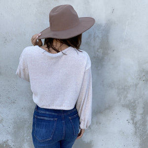 Draw the Line Fleece Oatmeal Sweater Top - Dainty Hooligan