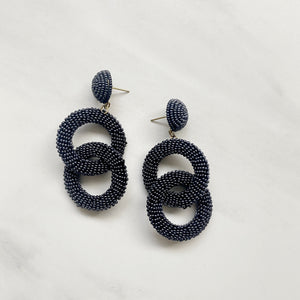 Let's Link Up Charocal Bead Earrings - Dainty Hooligan