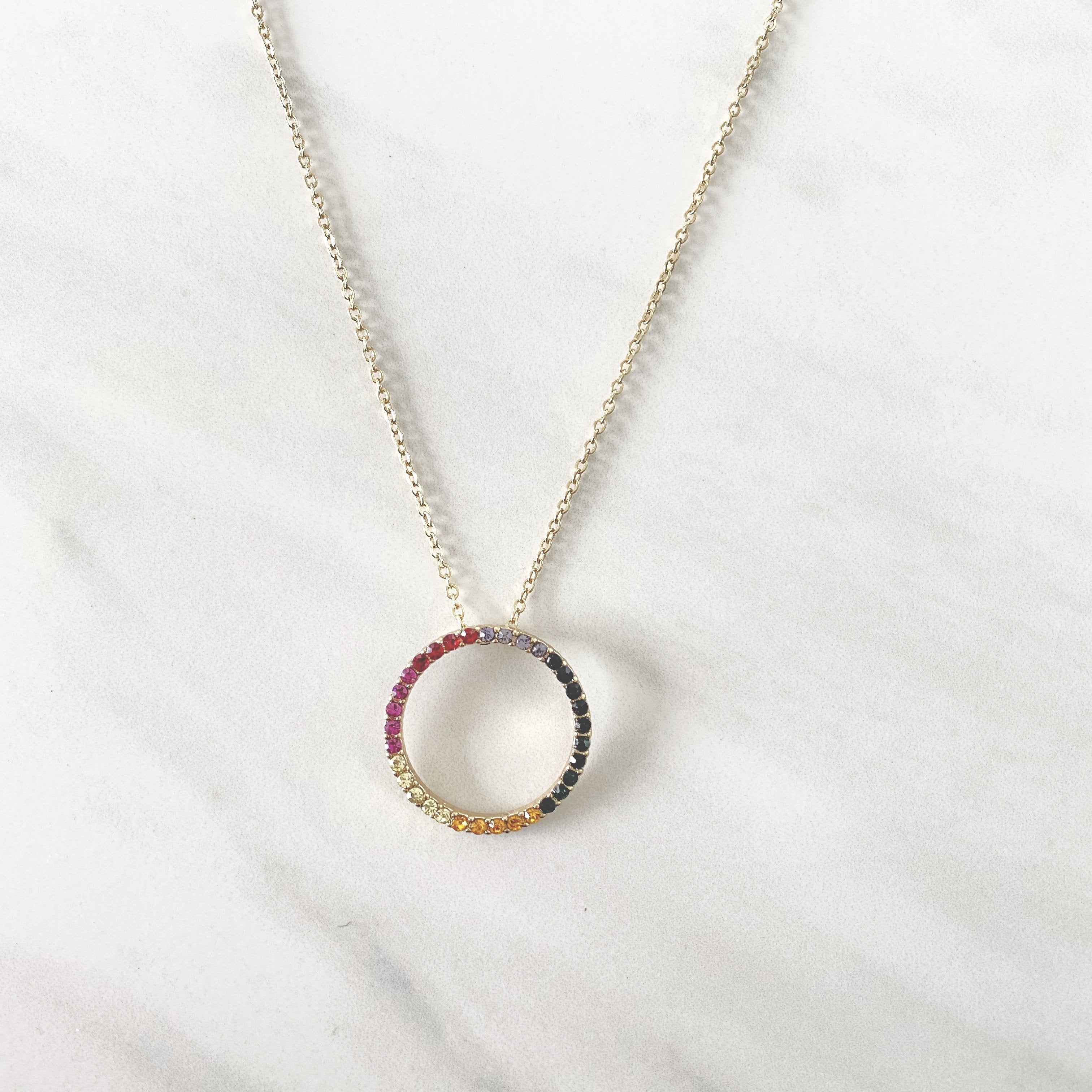 Rainbow Plated Crystal Necklace - Dainty Hooligan