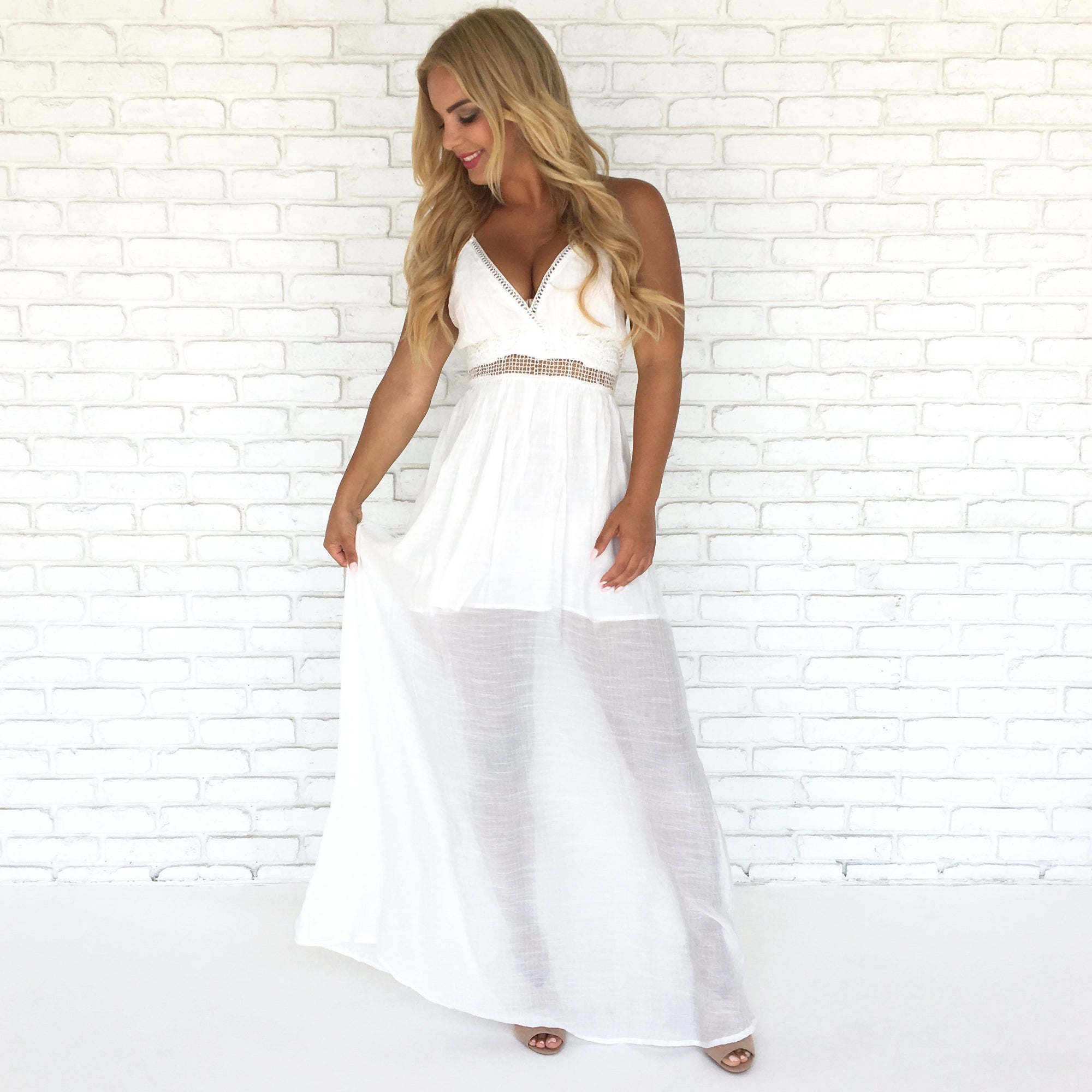 Seascape Crochet Maxi Dress in White - Dainty Hooligan