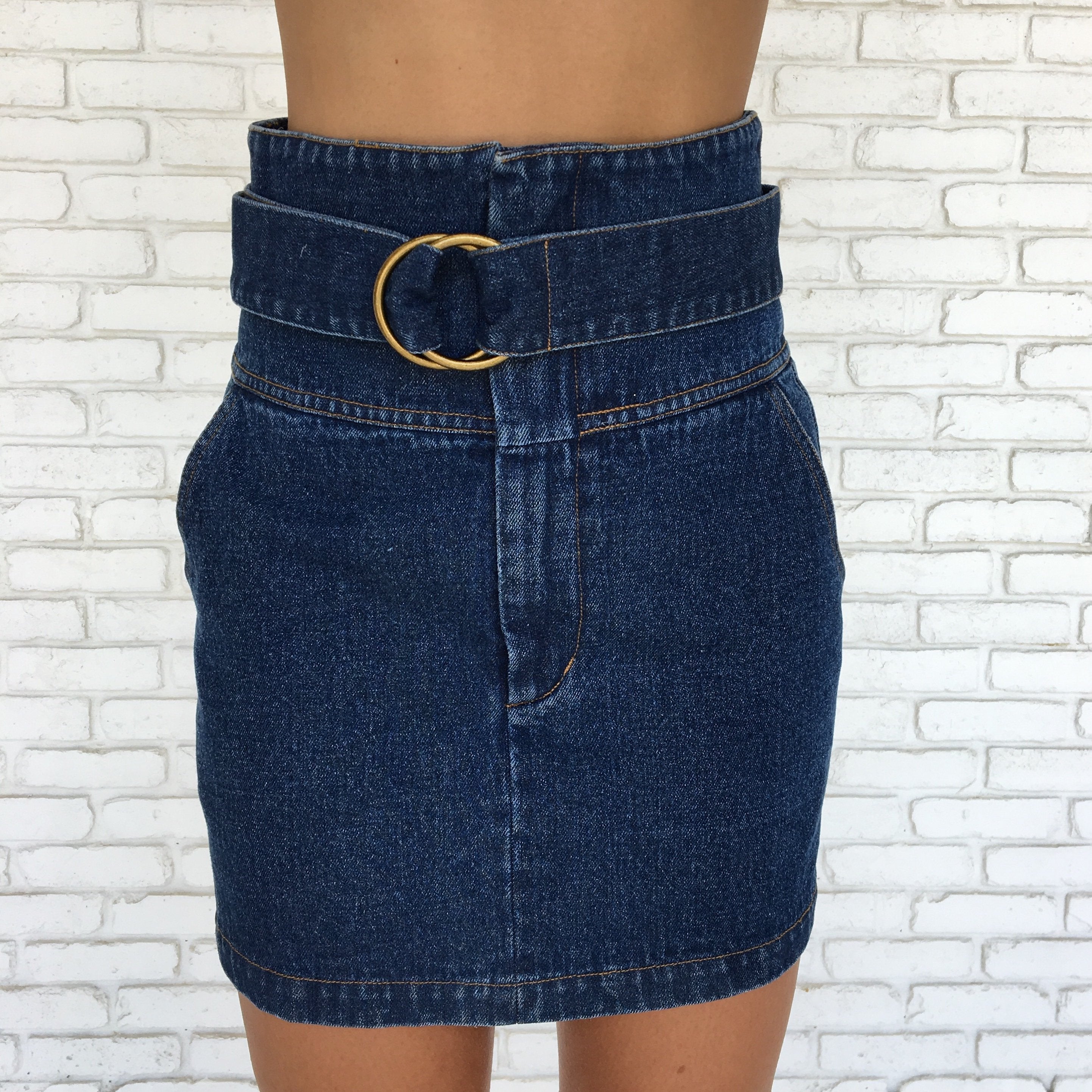 Mckenna Dark Denim Mini Skirt - Dainty Hooligan