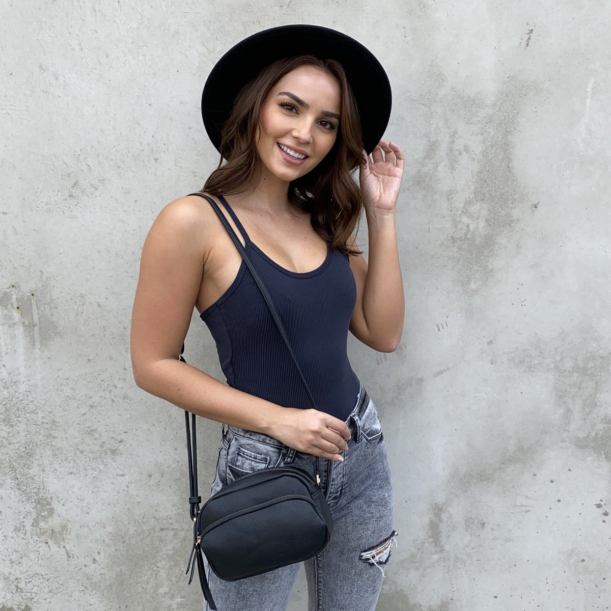 Riley Ribbed Bodysuit in Black - Dainty Hooligan