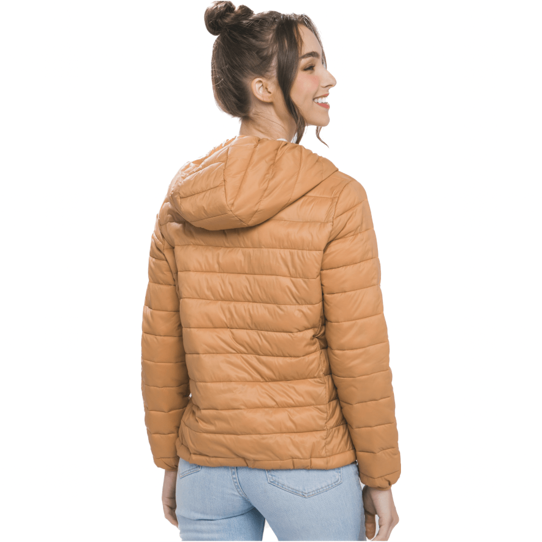 Felicity Zip Up Puffer Jacket in Chai