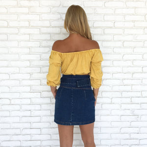 Mckenna Dark Denim Mini Skirt - Dainty Hooligan