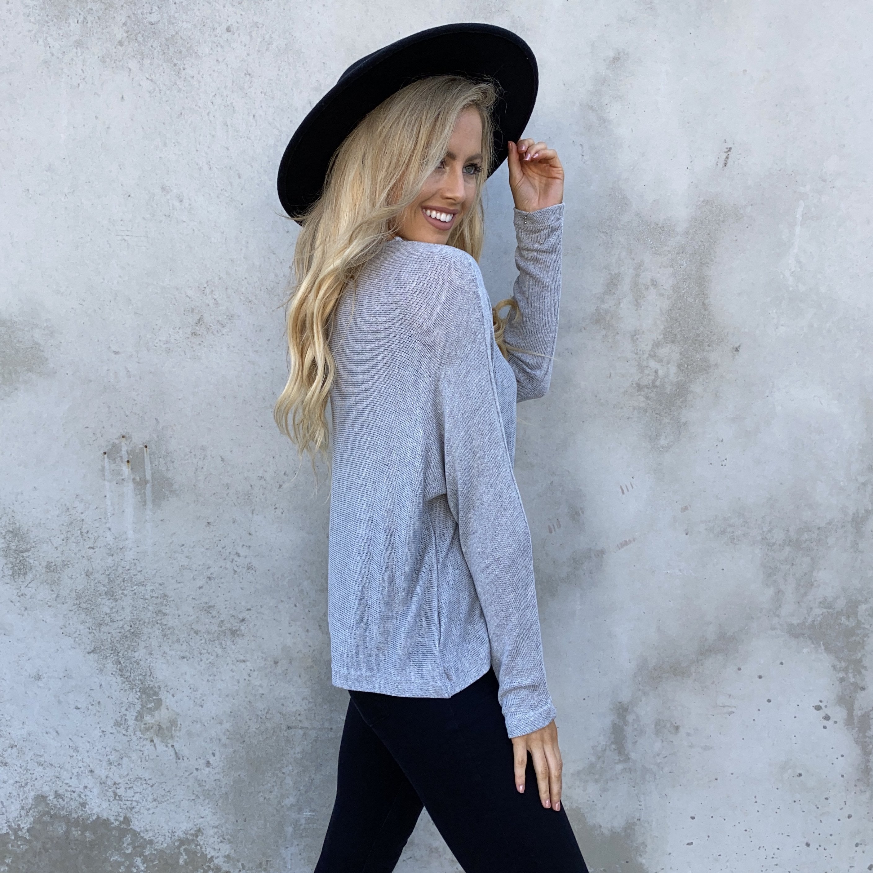 Relax Dolman Knit Grey Top - Dainty Hooligan