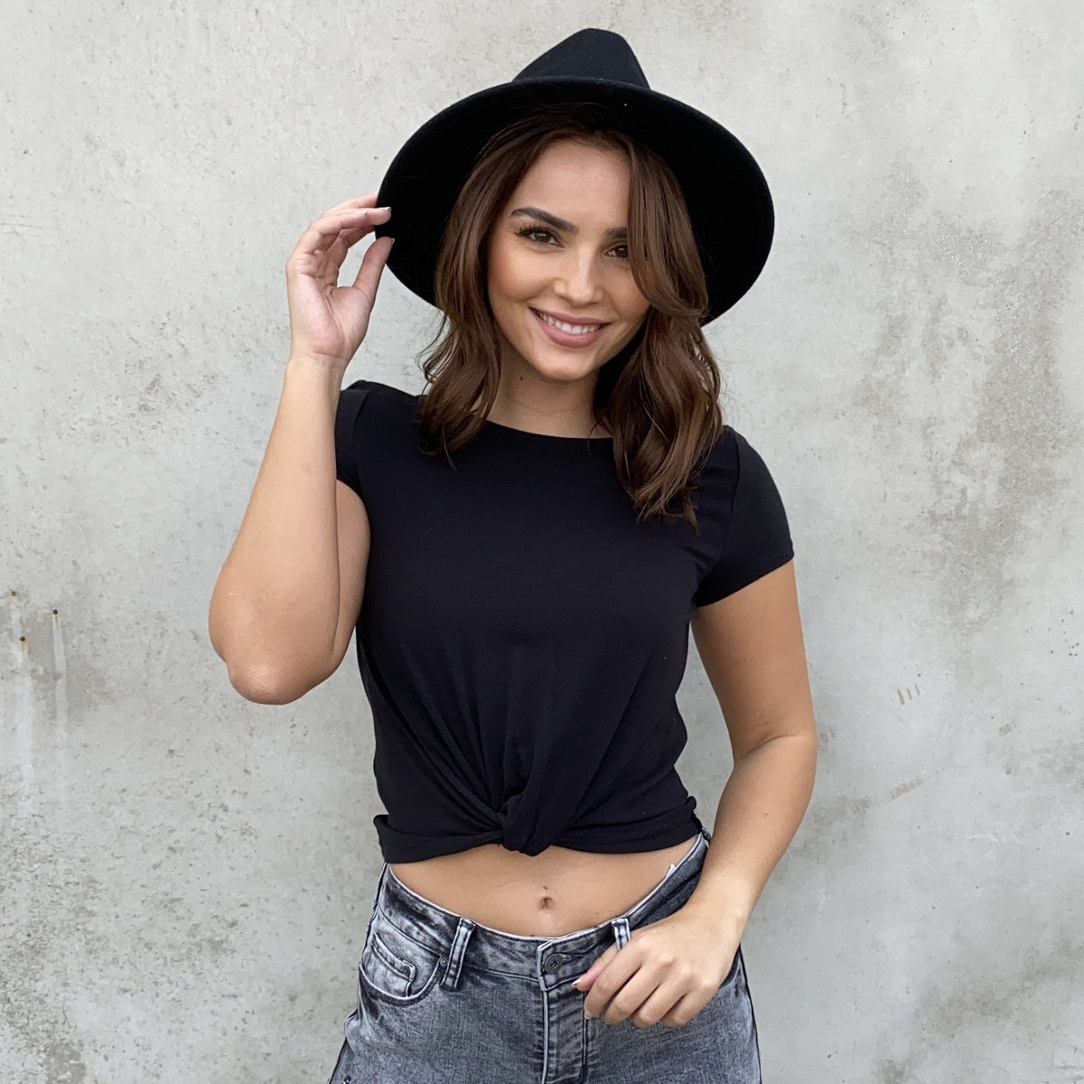 Twisted Jersey Black Top - Dainty Hooligan