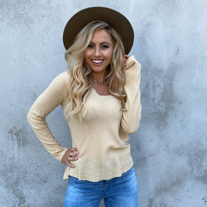 Sunrise Long Sleeve Knit Top in Light Yellow - Dainty Hooligan