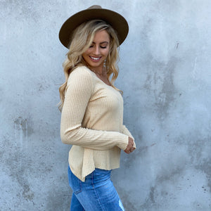 Sunrise Long Sleeve Knit Top in Light Yellow - Dainty Hooligan