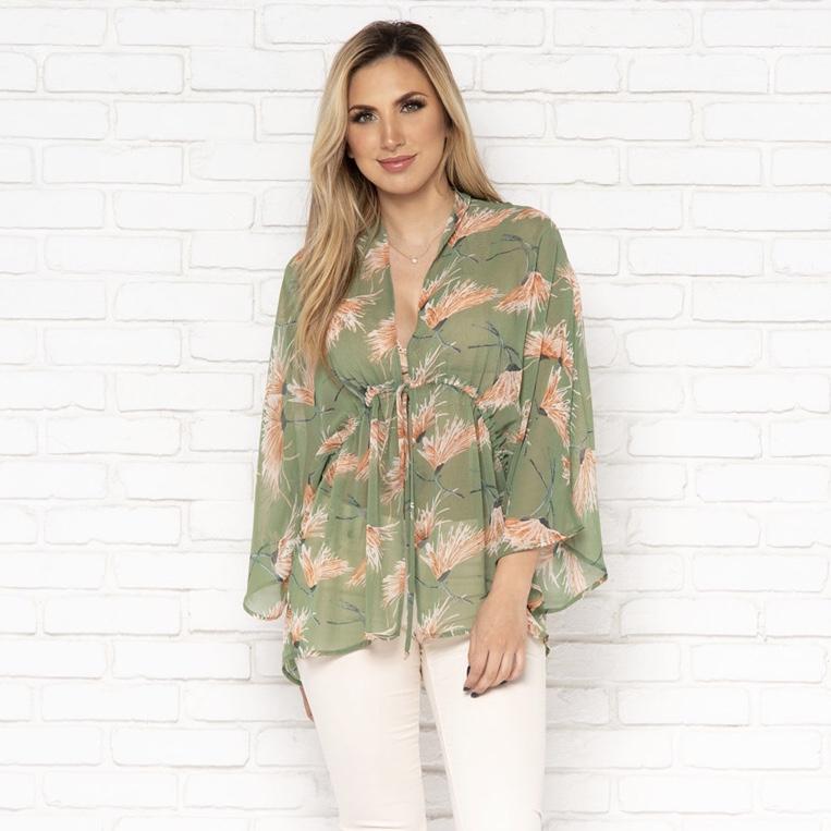 Vacay Sheer Floral Kimono In Sage - Dainty Hooligan