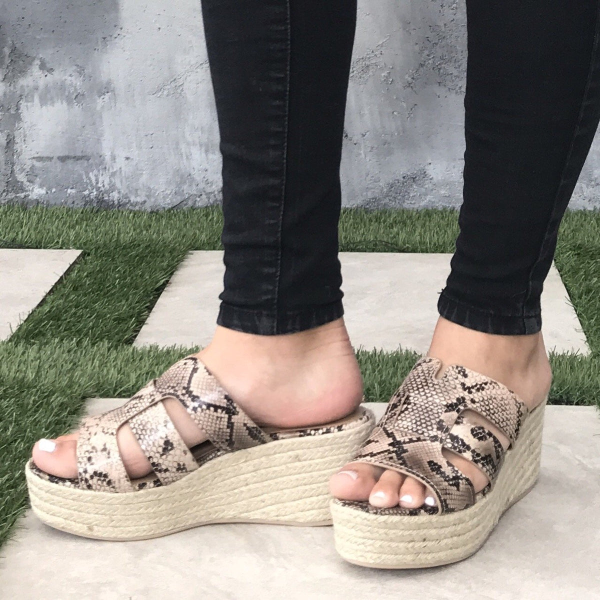 Zelle Snakeskin & Tweed Platform Wedges - Dainty Hooligan