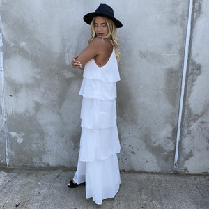 Tiers Of Joy White Maxi Dress - Dainty Hooligan