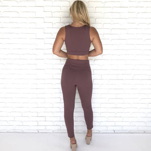 Work For It High Waist Plum Yoga Pants - Dainty Hooligan