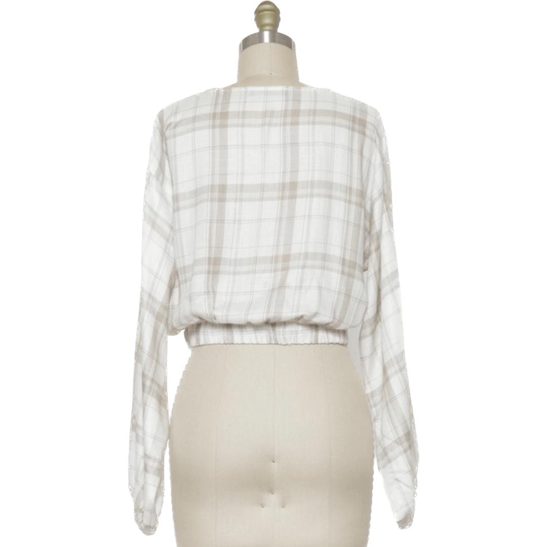 Falling Back in Love Plaid Crop Top in Cream