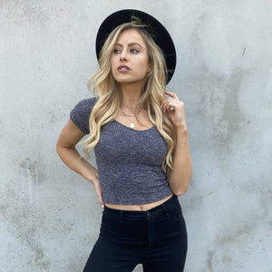 Heather Ribbed Crop Top - Dainty Hooligan