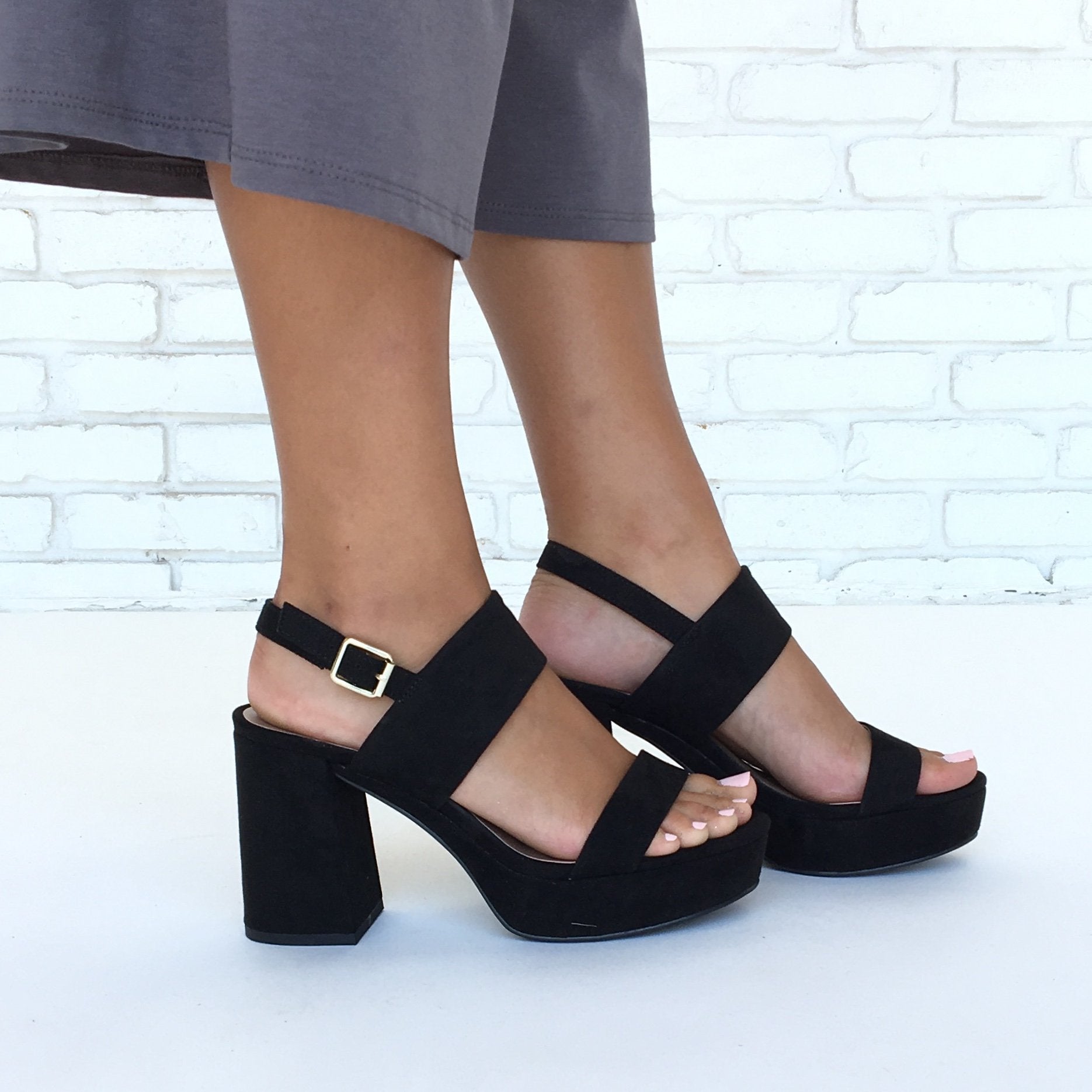 Alexis Suede Heels in Black - Dainty Hooligan