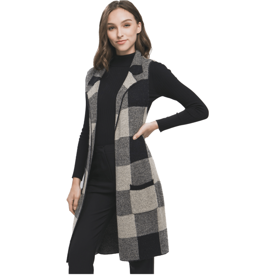 Chanelle Sleeveless Trench Plaid Vest