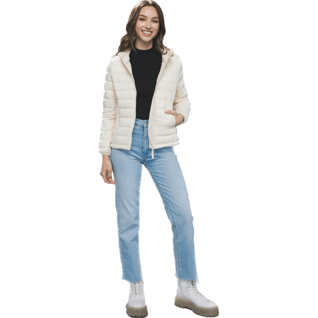 Felicity Zip Up Puffer Jacket in Ivory