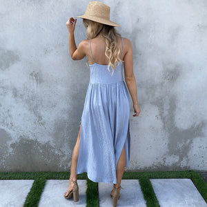 Always Content Cheetah Blue Maxi Dress - Dainty Hooligan