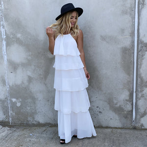 Tiers Of Joy White Maxi Dress - Dainty Hooligan