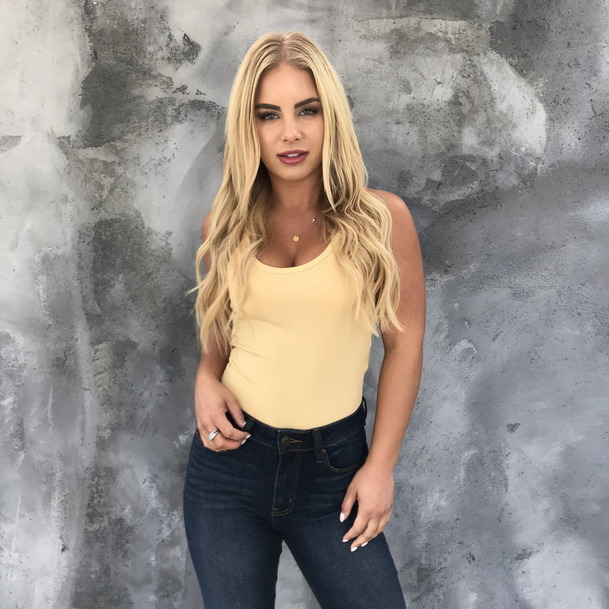 Riley Ribbed Bodysuit in Mango - Dainty Hooligan