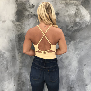 Riley Ribbed Bodysuit in Mango - Dainty Hooligan