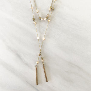 Opal Granite Bead Gold Necklace - Dainty Hooligan