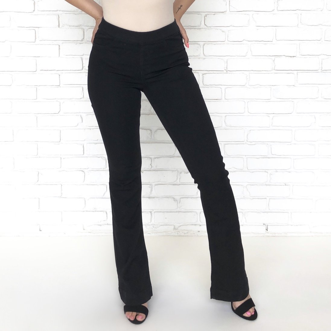 Derek Black Flared Bell Bottom Jegging Pants - Dainty Hooligan