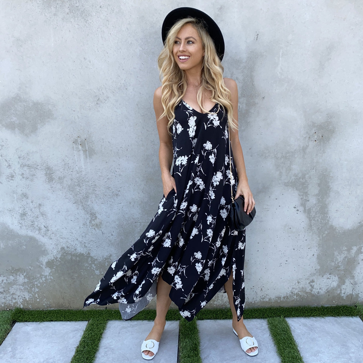 Beautiful Canvas Black & White Floral Maxi Dress - Dainty Hooligan