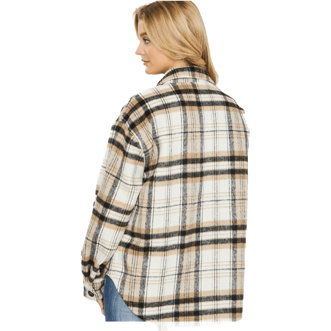 Cherise Plaid Button Up Pocket Shacket