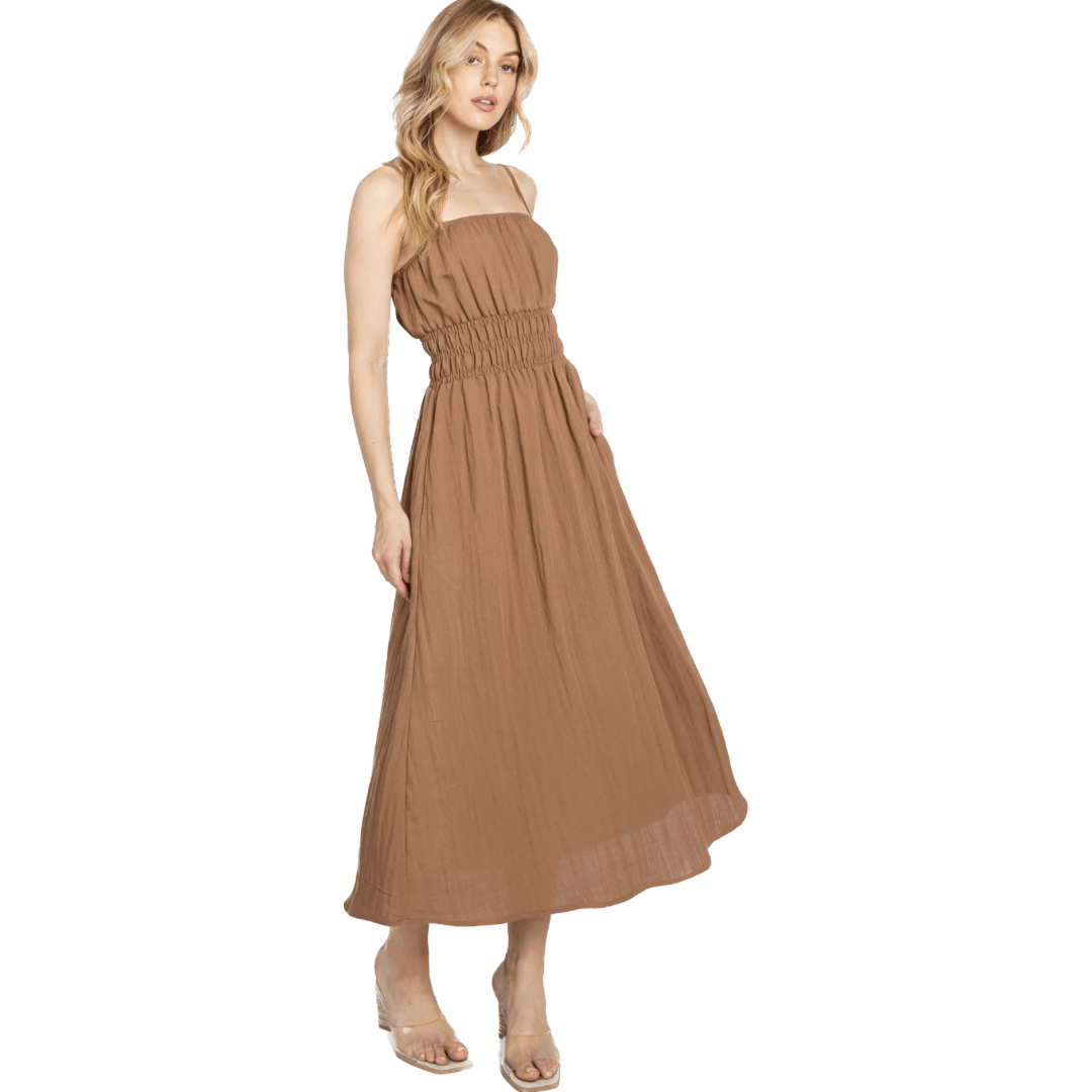 Just Like That Camel Ankle Maxi Dress