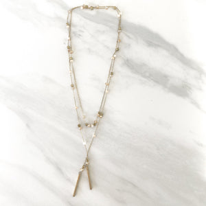 Opal Granite Bead Gold Necklace - Dainty Hooligan