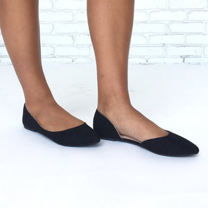 Newman Suede Ballerina Flats In Black - Dainty Hooligan