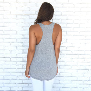 Just A Twist Jersey Tank Top In Heather Grey - Dainty Hooligan