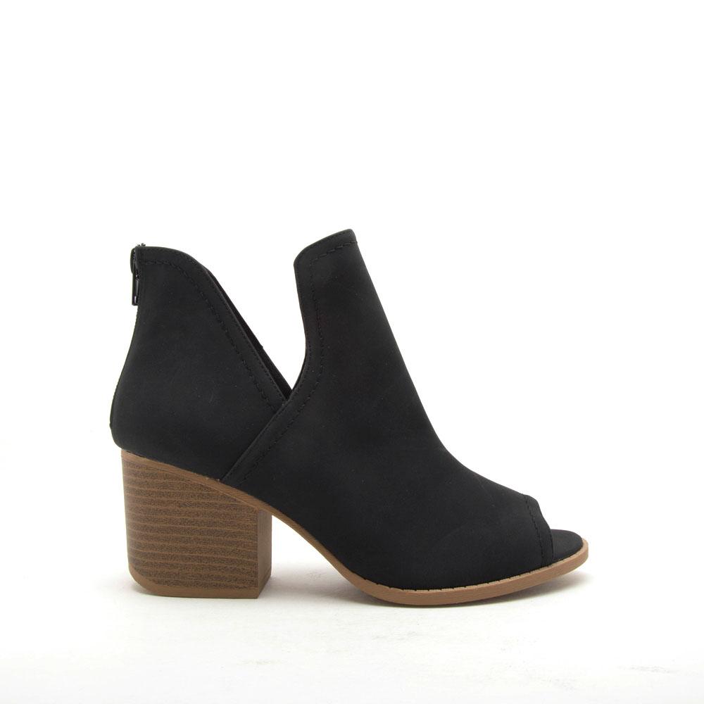 Emily Open Toe Booties in Black - Dainty Hooligan