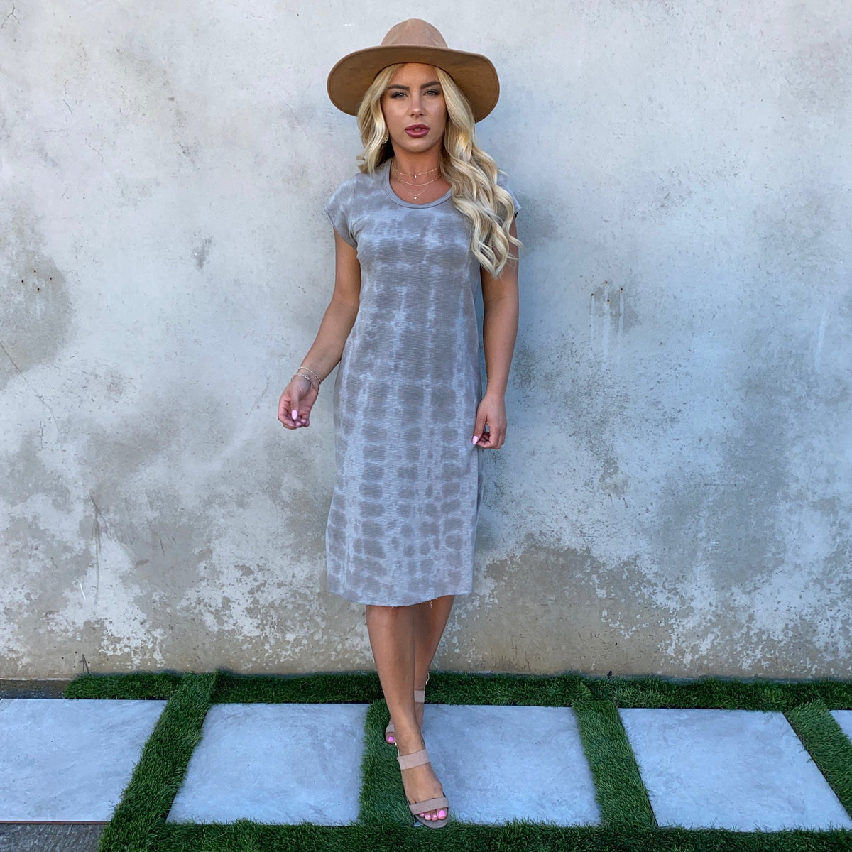 Earthtone Tie Dye Midi Dress - Dainty Hooligan