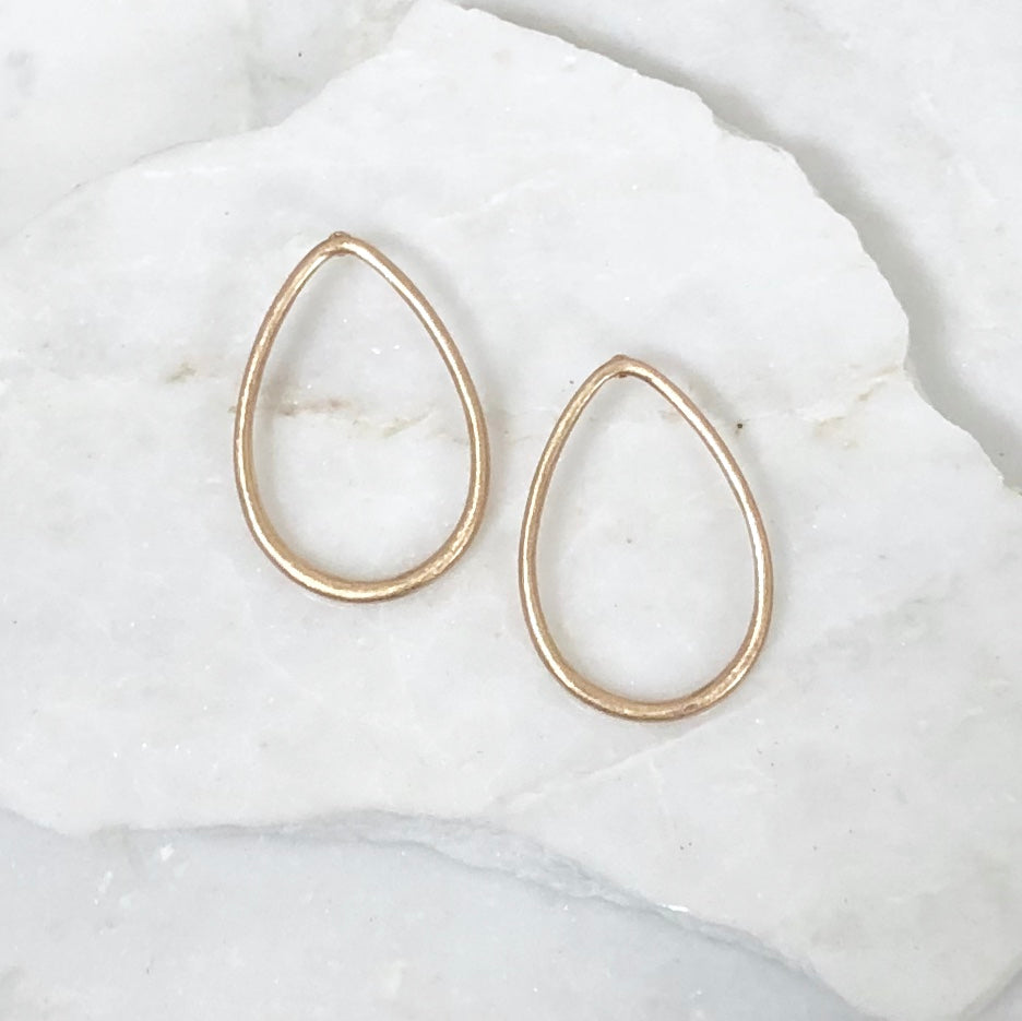 Wide Love Teardrop Gold Earrings - Dainty Hooligan