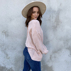 Give It A Twist Knit Sweater In Pink - Dainty Hooligan