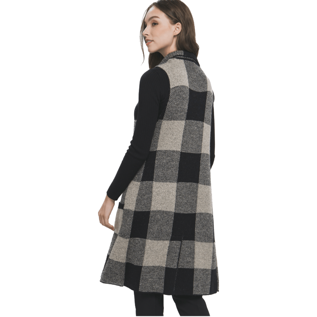 Chanelle Sleeveless Trench Plaid Vest