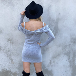 Dakota Sweater Dress in Grey - Dainty Hooligan
