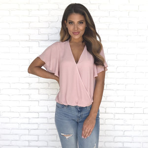 Dainty Philosophy Wrap Blouse in Dusty Pink - Dainty Hooligan
